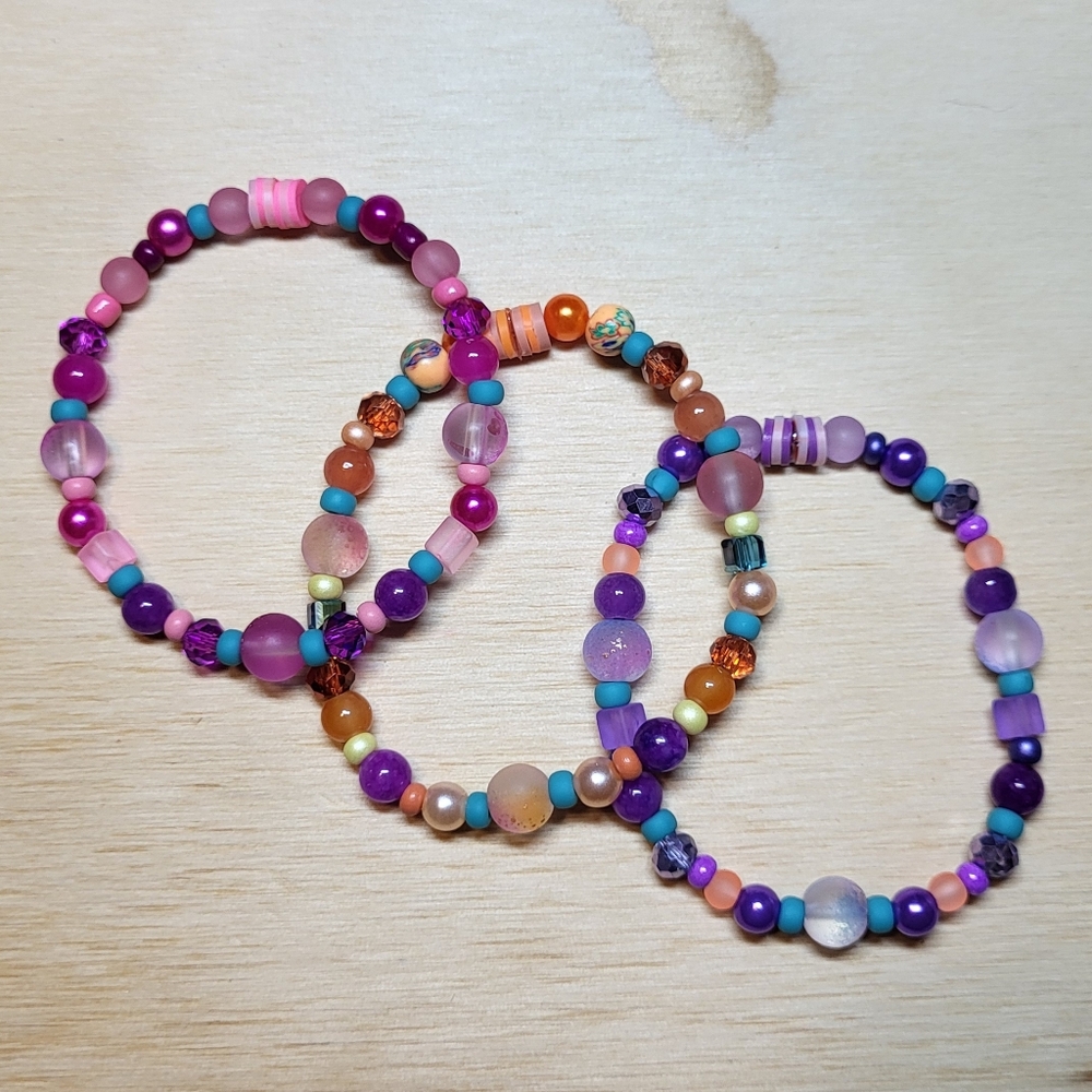 Cayman Lagoon- Set Of Three Bracelets, Size 7"